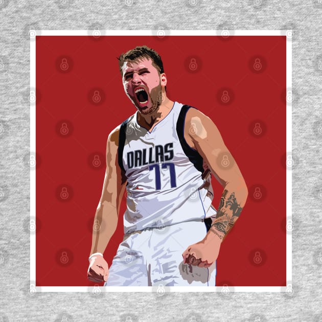 Luka Doncic Celebration Portrait by rattraptees